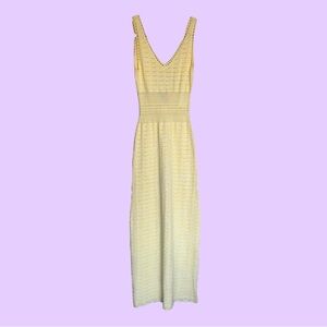 Torn by Ronny Kobo Pale Yellow Crochet Maxi Dress